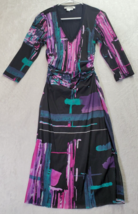 Kay Unger New York Sheath Dress Womens Size Small Multi Long Sleeve V Neck Lined - £21.14 GBP
