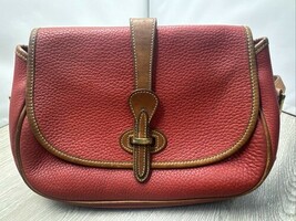 DOONEY &amp; BOURKE Vintage Red &amp; Tan Leather Flap Crossbody Shoulder Bag JD - $36.38