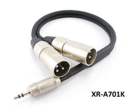 1ft Kirlin TRS 3.5mm Plug to 2-XLR Male OFC Noise-Free Audio Mixer Cable - £21.31 GBP