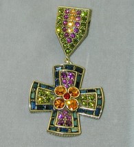 FAB Heidi Daus Swarovski Crystal Encrusted Maltese Crusader Cross Pin NWOT - £99.90 GBP