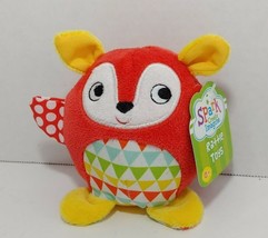 Spark Create Imagine Red Fox rattle colorful triangle tummy dots crinkle plush - £5.53 GBP