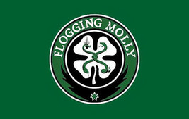 Flogging Molly Poster Flag Green Shamrock Logo - £15.79 GBP