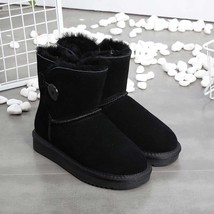 New  Leather 100%  Snow Boots for Women mini button ankle boots winter Shoes Fre - £78.59 GBP