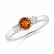 ANGARA 5mm Natural Citrine and Diamond Three Stone Engagement Ring in Silver - £382.26 GBP+