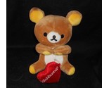 7&quot; SAN-X RILAKKUMA BROWN BABY TEDDY BEAR W RED HEART STUFFED ANIMAL PLUS... - $23.75
