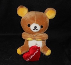 7&quot; SAN-X Rilakkuma Brown Baby Teddy Bear W Red Heart Stuffed Animal Plush Toy - £18.78 GBP