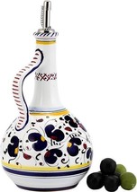 Olive Oil Bottle Orvieto Rooster Deruta Majolica Blue Ceramic Handmade - £183.05 GBP