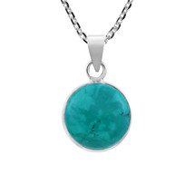 Precious Vivid Round Green Malachite Inlay Sterling Silver Necklace - $15.24
