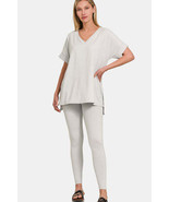 Zenana V-Neck Rolled Short Sleeve T-Shirt and Leggings Lounge Set - €27,23 EUR Zenana V-Neck Rolled Short Sleeve T-Shirt and Leggings Lounge Set - €27,23 EUR