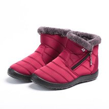 Warm Snow Boots New Winter Ankle Women Shoes Zip Plush Waterproof Flat With Sewi - £42.52 GBP