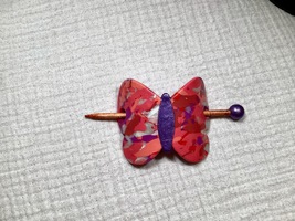 Hair Accessories Butterfly Design Holder Thick Hair Multicolor Pink Polymer Clay - $8.99