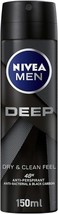 NIVEA MEN Antiperspirant Spray for Men, DEEP Black Carbon Antibacterial, 150ml / - £26.74 GBP