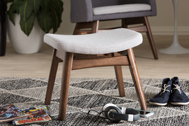Neville Light Gray Fabric Upholstered Ottoman - $1,576.76 MXN