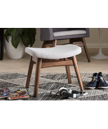 Neville Light Gray Fabric Upholstered Ottoman - $1,546.23 MXN
