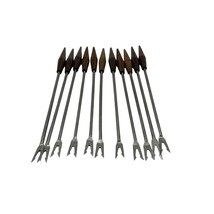 Set of 11 Wooden Handled Fondue Forks Good for Indoor Smore&#39;s - £15.58 GBP