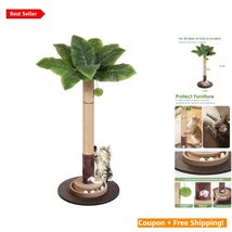 35-Inch Tall Cat Scratching Post with Interactive Hanging Toys - Green E... - $97.96