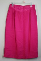 Vtg 80s City Girl 14 Hot Pink Floral Embroidered Waist Midi Skirt USA Made - $29.45