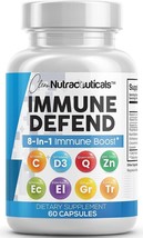 Immune Defense Support Supplement 8 in 1 w/Zinc 50mg Quercetin, VIT C 1000mg, - £30.10 GBP