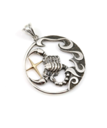 Scorpio Zodiac Sign Sterling Silver Pendants Charm with Golden Star - $156.42