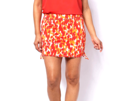 zuda Swim Skort with Ruching- TRUE RED ABSTRACT, 20W - £13.15 GBP