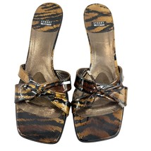 Stuart Weitzman Tortoise Sandals Brown Size 8 Patent Leather Kitten Heel Shoe  - £71.04 GBP