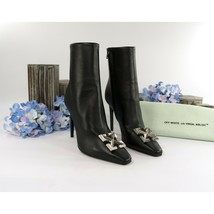 Off White Black Lambskin Arrow Heeled Bootie Boots Size 37 NIB - $1,171.72 CAD