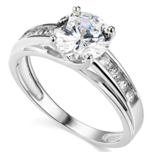 3Ct Brilliant Künstlicher Diamant Verlobung Hochzeit Ring IN 14K Weiß Vergoldet - £123.30 GBP