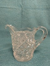 Cut Glass Crystal Winburn Pattern Buzzsaw Jagged Saw Tooth  5&quot; Pitcher Creamer - £21.16 GBP