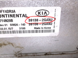 15-16 KIA  OPTIMA   HYBRID 2.4L   / ENGINE COMPUTER.ECU image 3