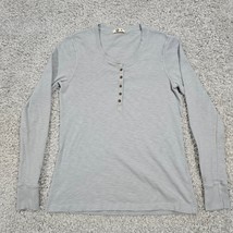 American Giant Henley Shirt Womens Medium Gray Long Sleeve Pullover Minimalist - £27.47 GBP