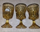 Anchor Hocking Glass Set Of 3 Amber Honey Gold Fairfield Small Wine Goblets - £30.06 GBP