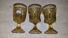 Anchor Hocking Glass Set Of 3 Amber Honey Gold Fairfield Small Wine Goblets - £29.59 GBP
