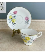 Royal Castle #720 Yellow And Pink Roses Fine Bone China Tea Cup And Sauc... - $14.84