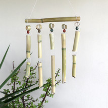 Bamboo wind chimes for outdoors Garden gift Patio eco-friendly decor Japanese wi - $35.00