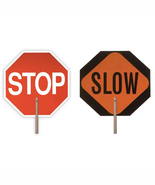 18&quot; Handheld Stop Slow Paddle Signage Octagon Pedestrian Traffic Safety ... - $465.66 MXN