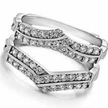 Solitaire Guard Enhancer 0.7ct Simulated Diamond Crisscross Ring Sterling Silver - $121.54