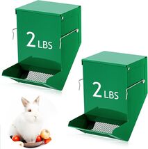 2 Pcs Rabbit Feeder for Cages Small Animal Food Dispenser with Lid Metal... - $37.61