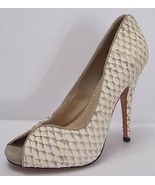 Jean-Michel Cazabat Pumps Peep Toe Kari Fish Scale Leather Heels Shoes 7.5  - $126.95 CAD