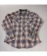 Mens Plaid Pearl Snap Button Shirt Embroidered Multicolor Sz M Pop Icon ... - $399.92 MXN