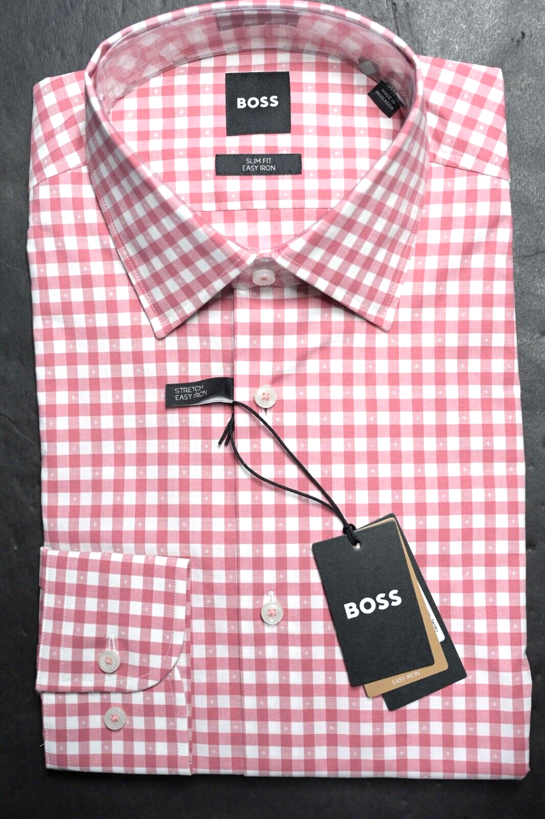 Hugo Boss Herren Hank Kent Easy Iron Slim Fit Stretch Baumwoll Hemd 38 15 Item image 2