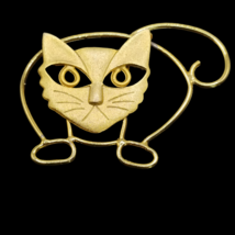 Vintage 80s Brooch Cat Open Wire Gold Tone Kitty DIANA MARCO Fashion Jewelry - £14.89 GBP