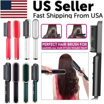 Hair Straightener Brush Straightening Curler Hot Comb Electric Adjustable Heat - £11.78 GBP