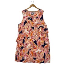 J Jill Dress Womens 4X Orange Paisley Sleeveless Tiered Layered Boho Fes... - $21.77