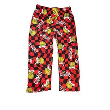 Dr. Seuss The Grinch Women&#39;s Size XL Red and Black Checkered Lounge Sleep Pants - £22.85 GBP