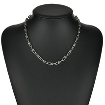 ANENJERY Silver Color U Shaped Chain Necklace for Women Geometric Chunky Necklac - £19.20 GBP