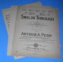 Smilin&#39; Through Sheet Music Vintage 1919 M. Witmark &amp; Sons Arthur A. Penn - £11.98 GBP