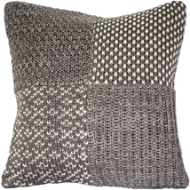 Hygge Gray Check Knit Pillow, Complete with Pillow Insert - £42.58 GBP