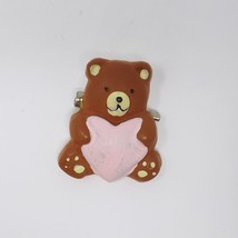 Vintage Teddy Bear Valentine Heart Pin - £4.91 GBP