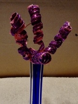 Picks Fake Flowers 8" Tall Celebrate It Table Decor Purple Leaf Red Stems 259E - $2.49