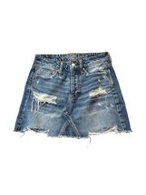 Ladies Women’s Distressed With Rip Denim Blue Jean American Eagle Skirt ... - £13.06 GBP